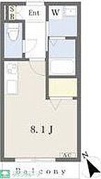 名古屋市営鶴舞線 いりなか駅 徒歩4分の賃貸アパート 2階ワンルームの間取り