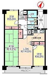 グリーンマンションやよい坂 3LDKの間取図画像