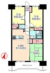 レールシティ博多駅南 3LDKの間取図画像