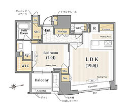 ザ・パークハウスグラン三番町26 1LDKの間取図画像