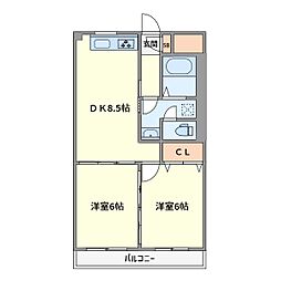 グリーンビル東中山 2DKの間取図画像