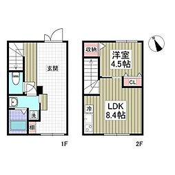 茅ヶ崎市松が丘2丁目アパート 1LDKの間取図画像