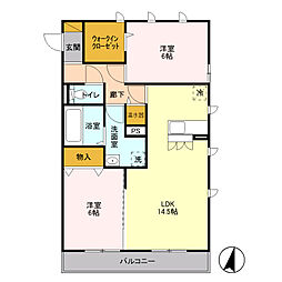 ルーフハウスB 2LDKの間取図画像
