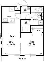 リブリ-SAIRIN23 1LDKの間取図画像