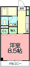 シュクレ大船 1Kの間取図画像