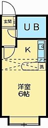 ベルピア辻堂1-1 ワンルームの間取図画像