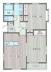 シーサイドコート 2DKの間取図画像