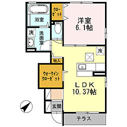 ヴァンベール湘南2 1LDKの間取図画像