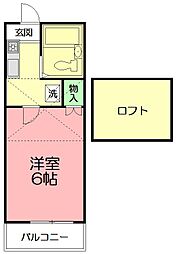 ドリームアロー円蔵 1Kの間取図画像
