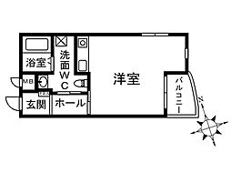鵠kuguhi 1Kの間取図画像