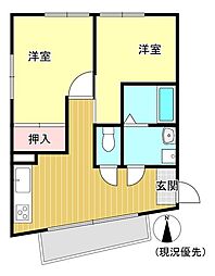 植龍ビル 2DKの間取図画像