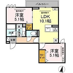 リートゥス湘南辻堂 2LDKの間取図画像