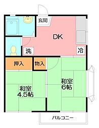 湘南ハイツ 2DKの間取図画像