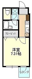 パル湘南台 1Kの間取図画像