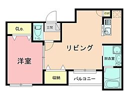 茅ヶ崎市元町アパート 1LDKの間取図画像