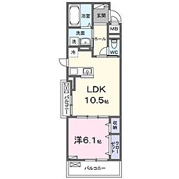 フロレスタ湘南 III 1LDKの間取図画像