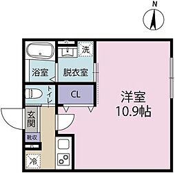 茅ヶ崎市元町アパート 1Kの間取図画像