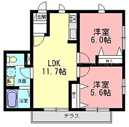メゾンブランシュ 2LDKの間取図画像