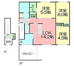 メゾンドゥソレイユ 3LDKの間取図画像