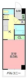 アルテール湘南 1Kの間取図画像