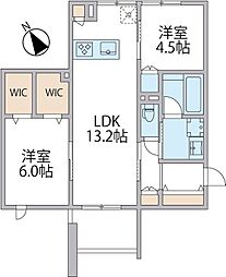 パークアヴェニュー湘南辻堂 北棟 2LDKの間取図画像