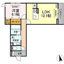 Lacier 1LDKの間取図画像