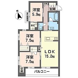 ウィズプラス大船 3LDKの間取図画像
