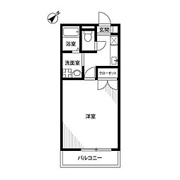 アンプルールブワ湘南 1Kの間取図画像