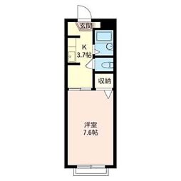クロワール湘南2 1Kの間取図画像
