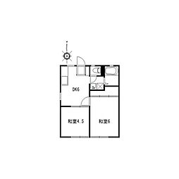 サンシティナルセA 2DKの間取図画像