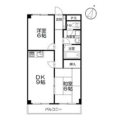 メゾンクレール 2DKの間取図画像