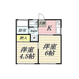 ヒルトップ湘南A 2Kの間取図画像