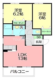ベルムアロージョ 2LDKの間取図画像
