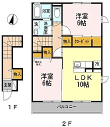 ディアベルジュ湘南台参 2LDKの間取図画像