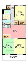 ダンデライオン鵠沼 3DKの間取図画像