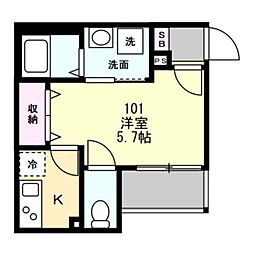 ブルーム長後 1Kの間取図画像