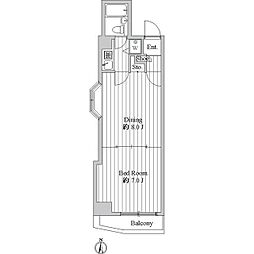 シーサイドビラ鵠沼 1Kの間取図画像
