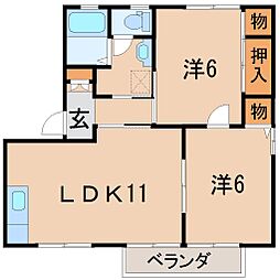 ディアス東中央A 2LDKの間取図画像