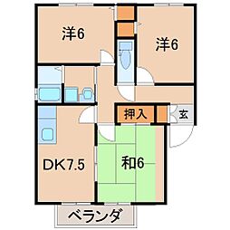 フレグランス笹谷・参番館 3DKの間取図画像