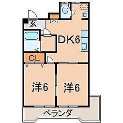 カントービル 2DKの間取図画像
