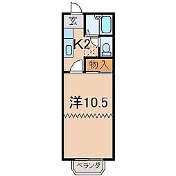 カーサM2 1Kの間取図画像