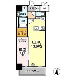 シズカビルディング白銀 1LDKの間取図画像