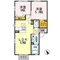 アールエムハイツ4 2LDKの間取図画像