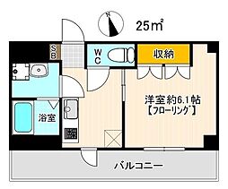 メルヴェール・ヒロ 1Kの間取図画像