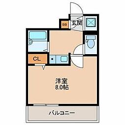 ヴィラアカデミア 1Kの間取図画像