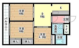 高峰グリーンマンション 3DKの間取図画像