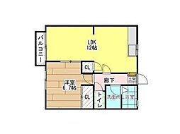 カンパーニュ 1LDKの間取図画像