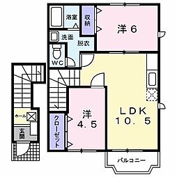 プラムール2 2LDKの間取図画像