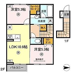 (仮称)D-ROOM下城野 2LDKの間取図画像
