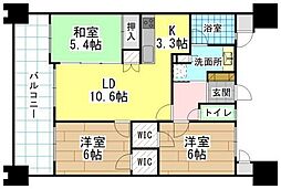 ポレスタータワー大手町リーモ 3LDKの間取図画像